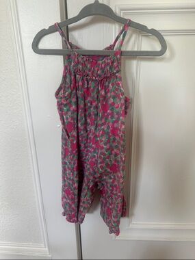 Bonpoint Pink and Green Floral Print Girls Romper